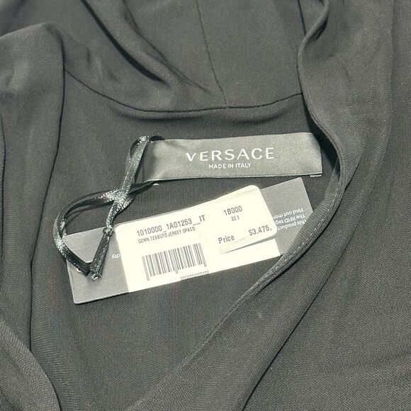 NWT Versace Runway 2023 Slashed Cut Out Hooded Maxi Black Dress IT 38/US 2 - Picture 8 of 16